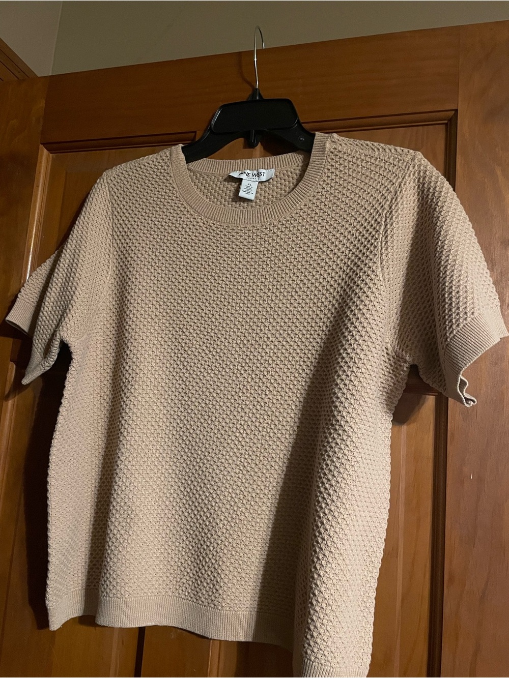 Nine West Beige Short-Sleeve Knit Top